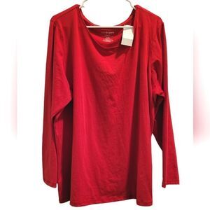 Lane Bryant Modern Fit Long Sleeve Tee Red  Shirt 22 /24 W  NWT